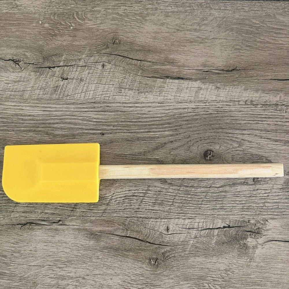 Le Creuset Yellow Spatula Scraper Silicone Wood